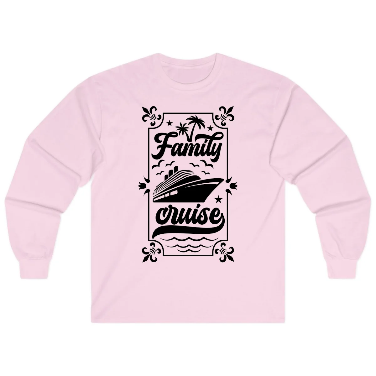 Family Cruise Getaway Long Sleeve Shirt in Light Pink