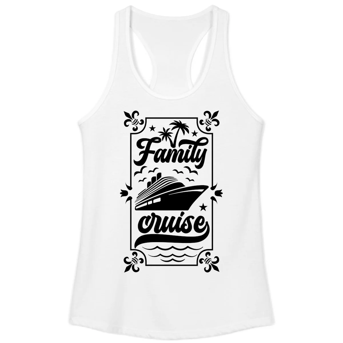 Family Cruise Getaway Ladies Racerback Tank in White