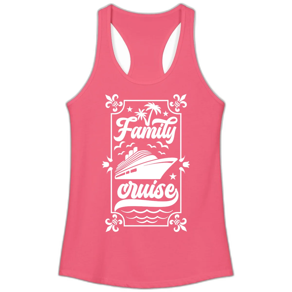 Family Cruise Getaway Ladies Racerback Tank in Hot Pink