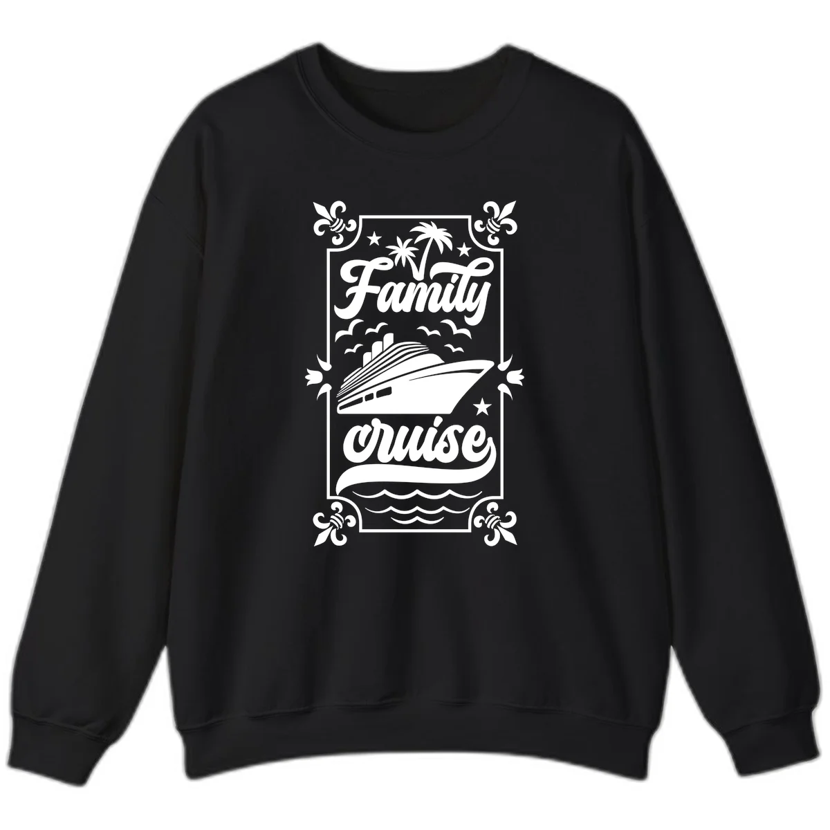 Family Cruise Getaway Crewneck Sweatshirt in Black