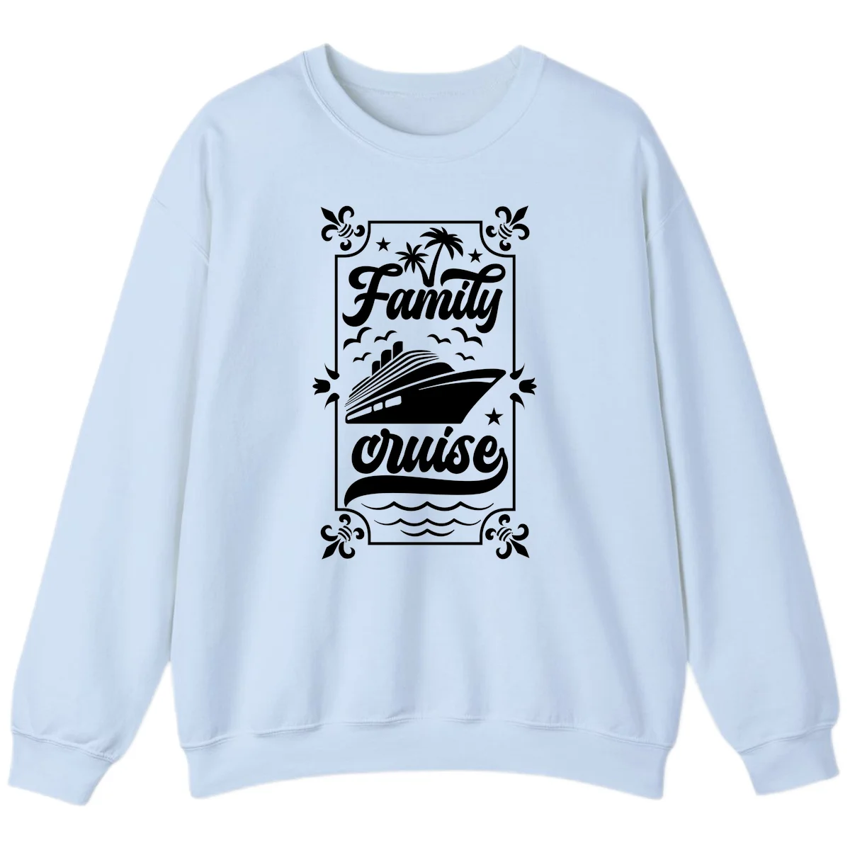 Family Cruise Getaway Crewneck Sweatshirt in Light Blue