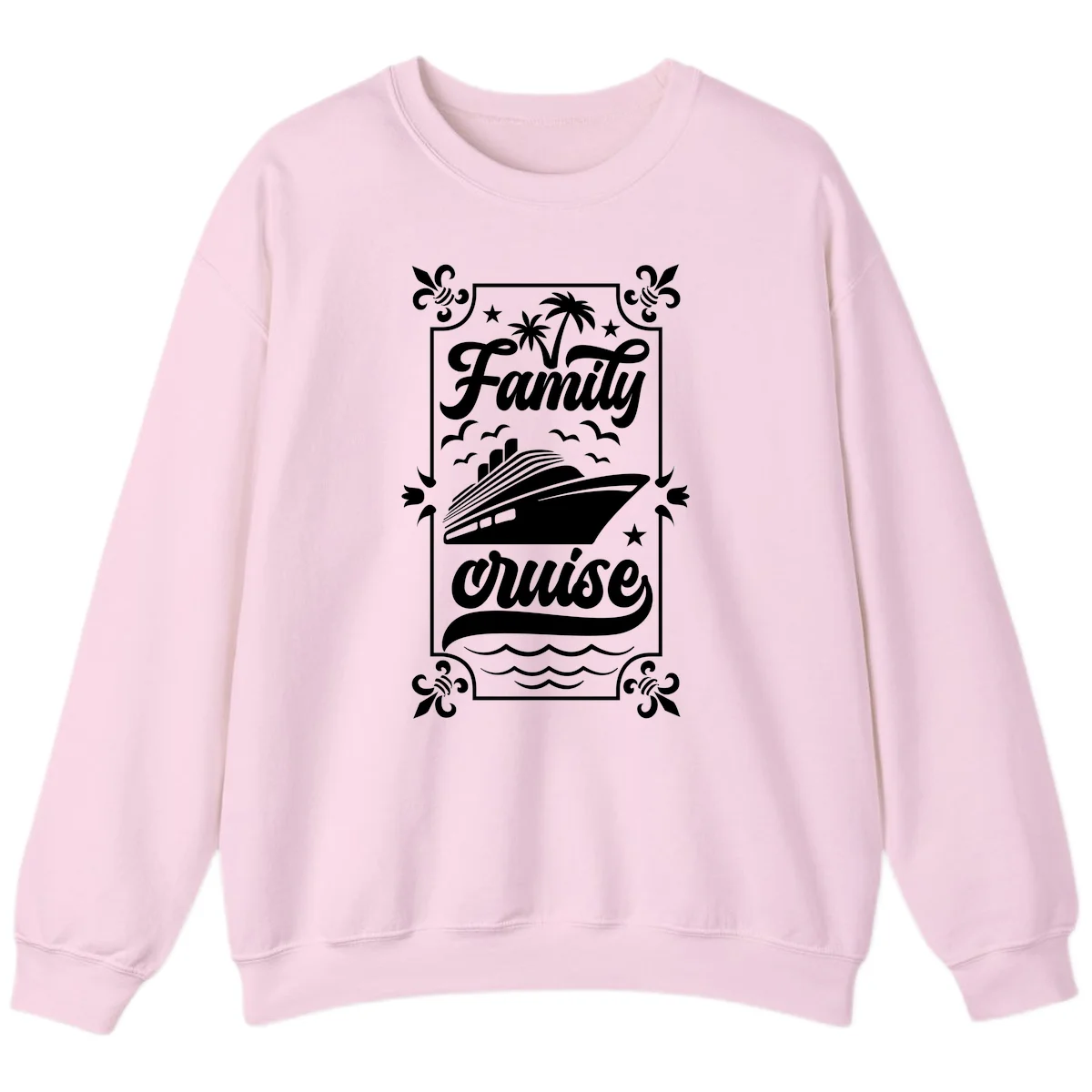 Family Cruise Getaway Crewneck Sweatshirt in Light Pink
