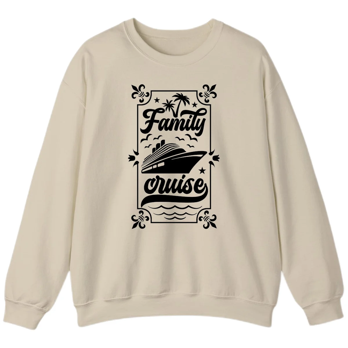 Family Cruise Getaway Crewneck Sweatshirt in Sand
