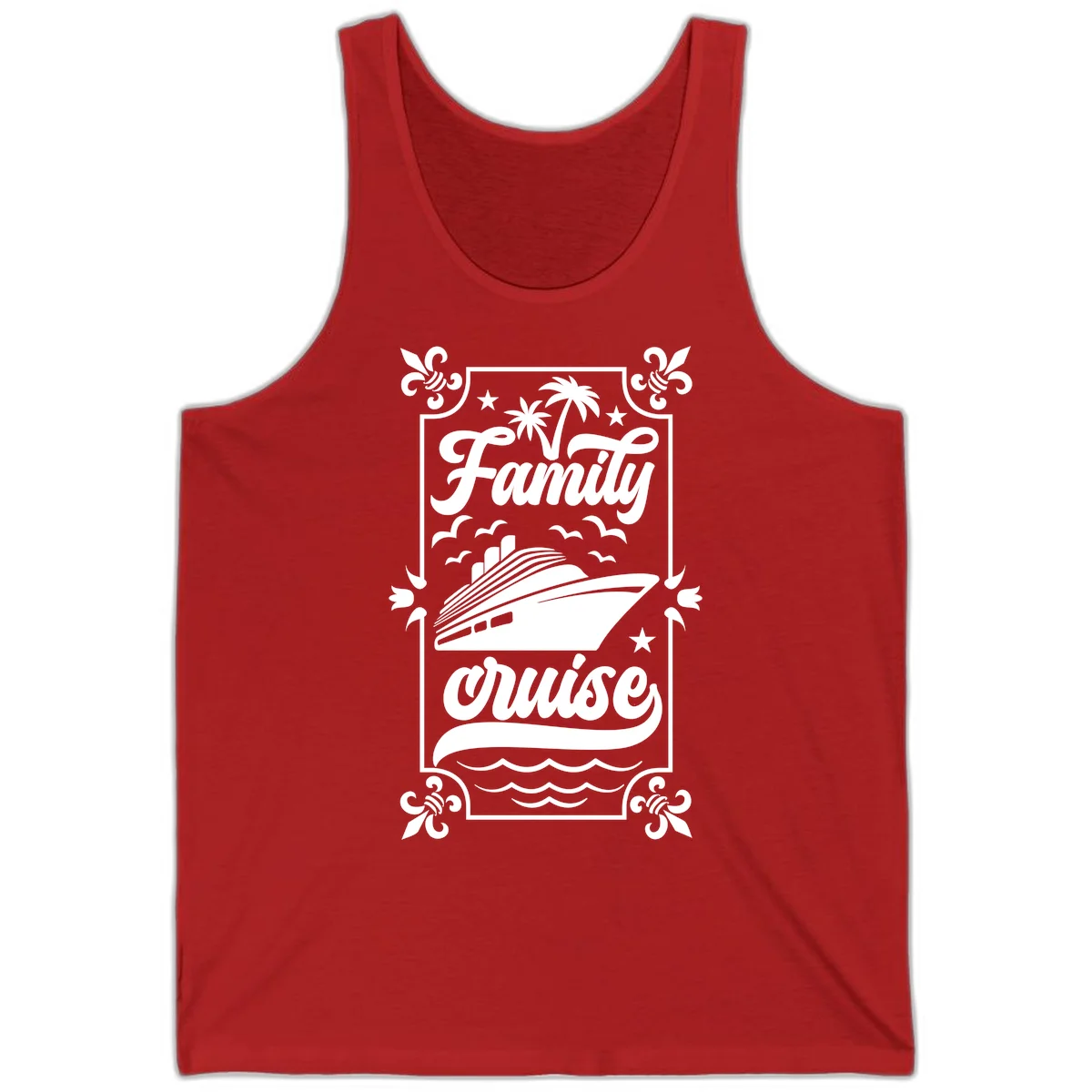 Family Cruise Getaway Unisex Tank Top in Red