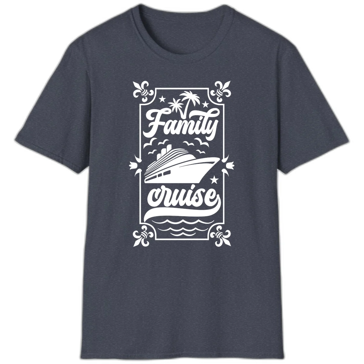 Family Cruise Getaway Vintage Group Travel T-Shirt in Heather Navy