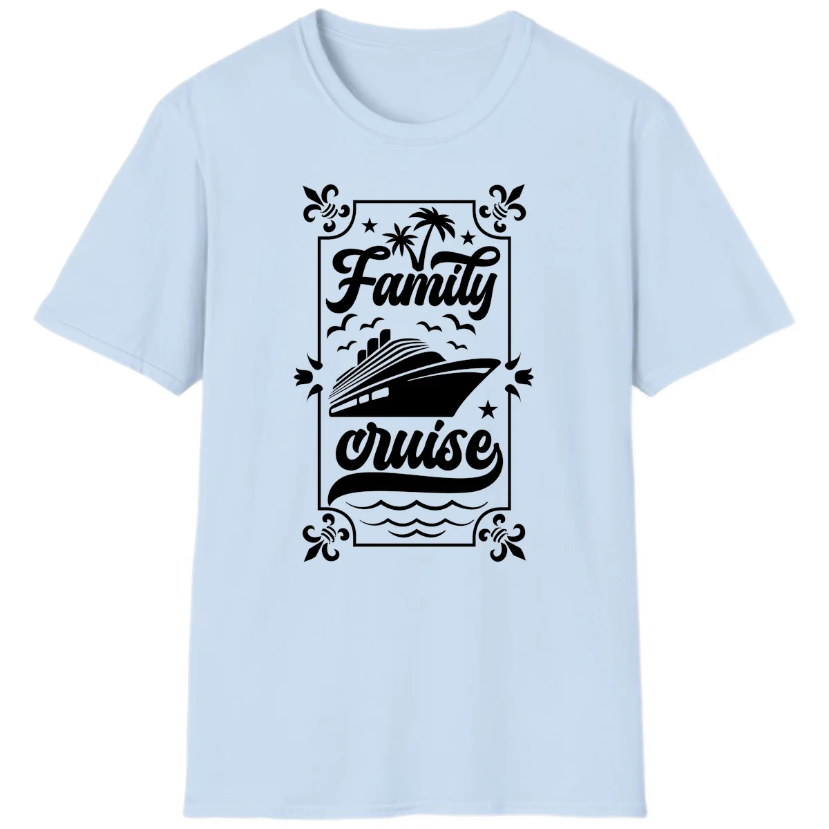 Family Cruise Getaway Vintage Group Travel T-Shirt in Light Blue