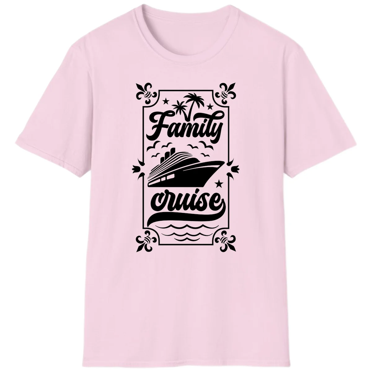 Family Cruise Getaway Vintage Group Travel T-Shirt in Light Pink