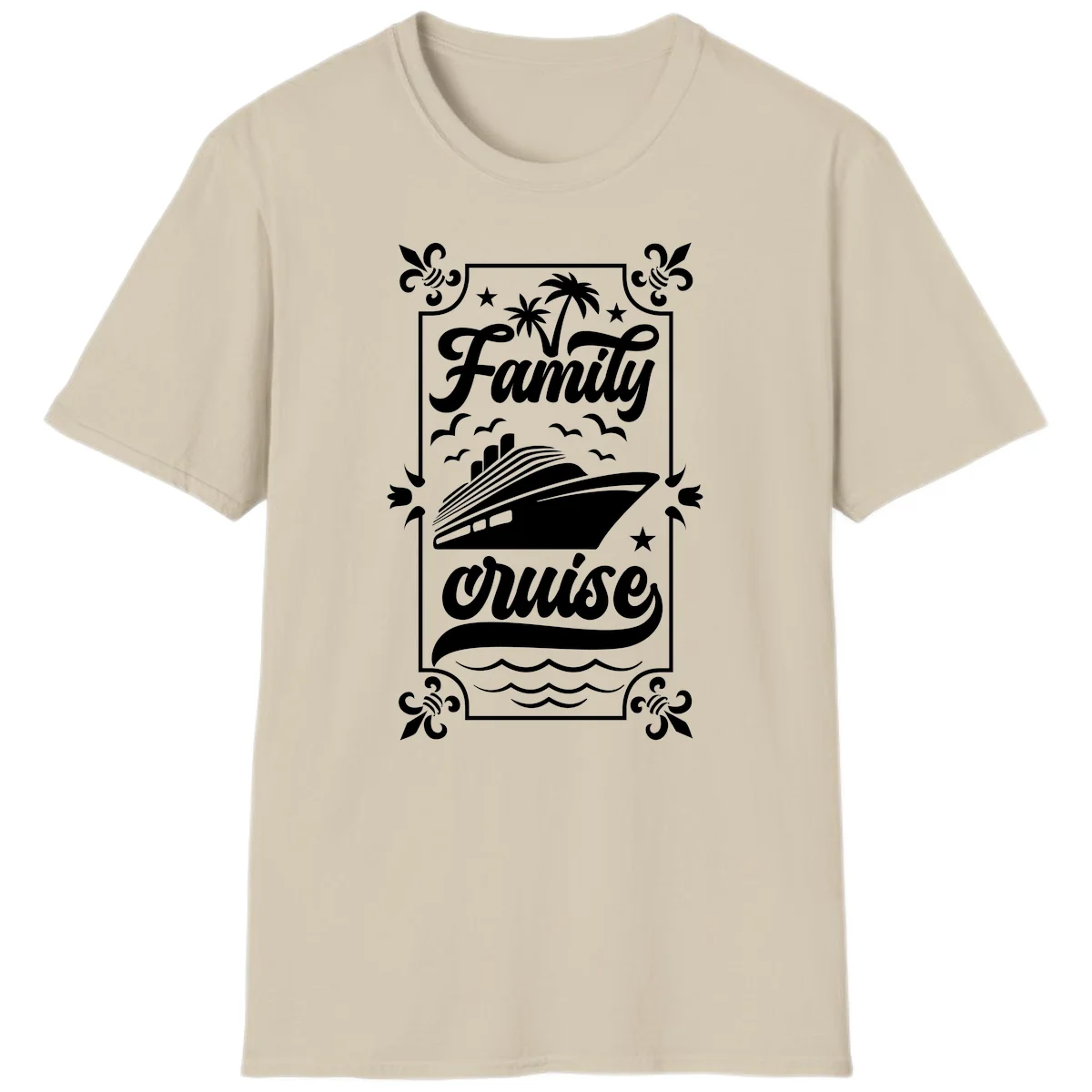 Family Cruise Getaway Vintage Group Travel T-Shirt in Sand