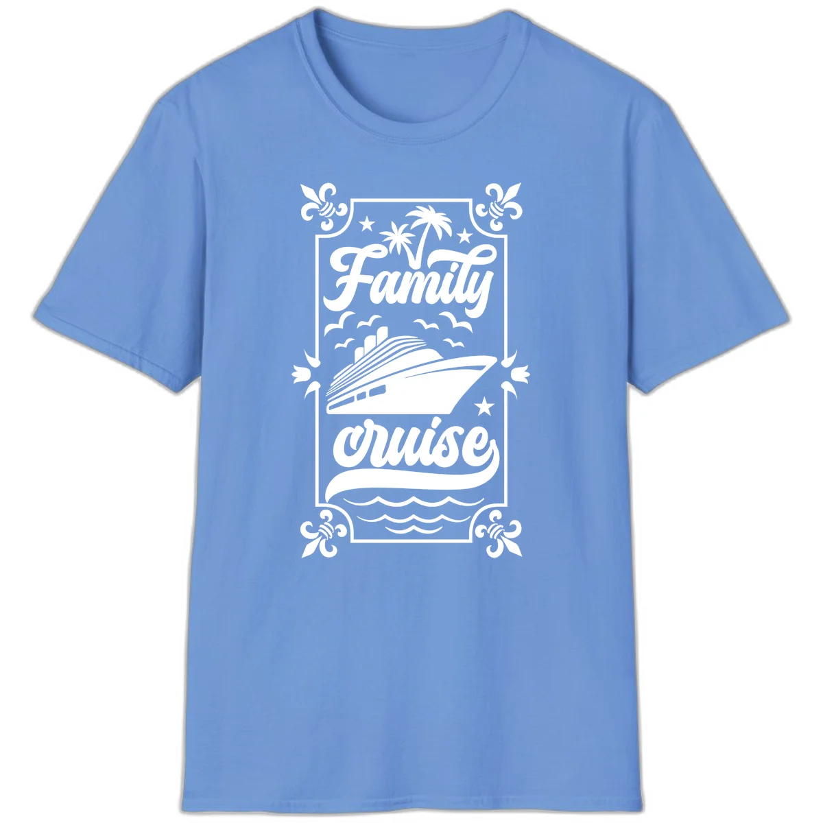 Family Cruise Getaway Vintage Group Travel T-Shirt in Carolina Blue