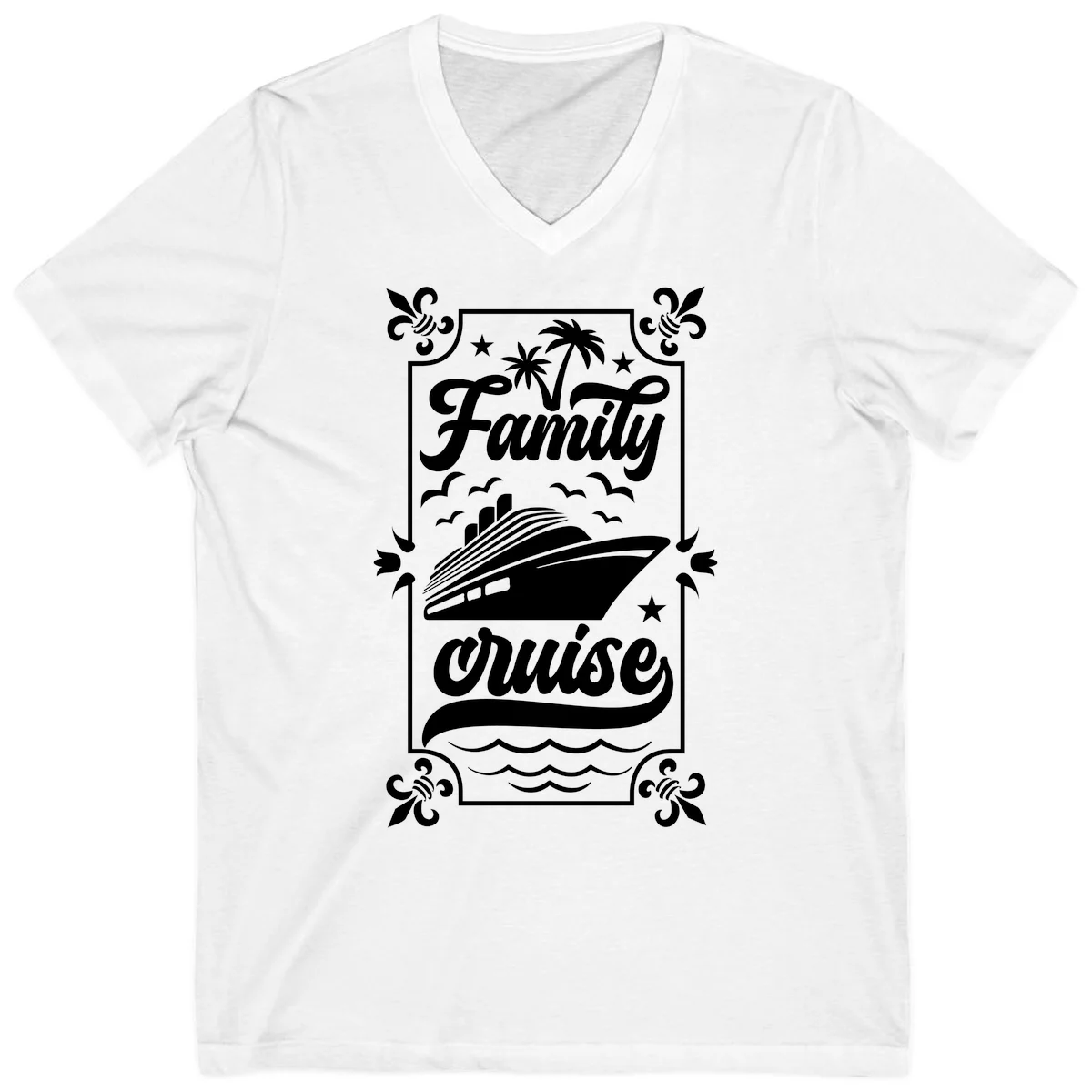 Family Cruise Getaway Vintage V-Neck Tee in White