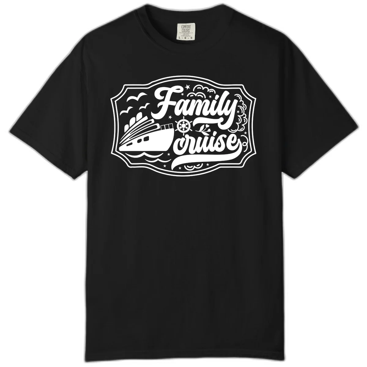 Family Cruise Vintage Badge Comfort Color in Black
