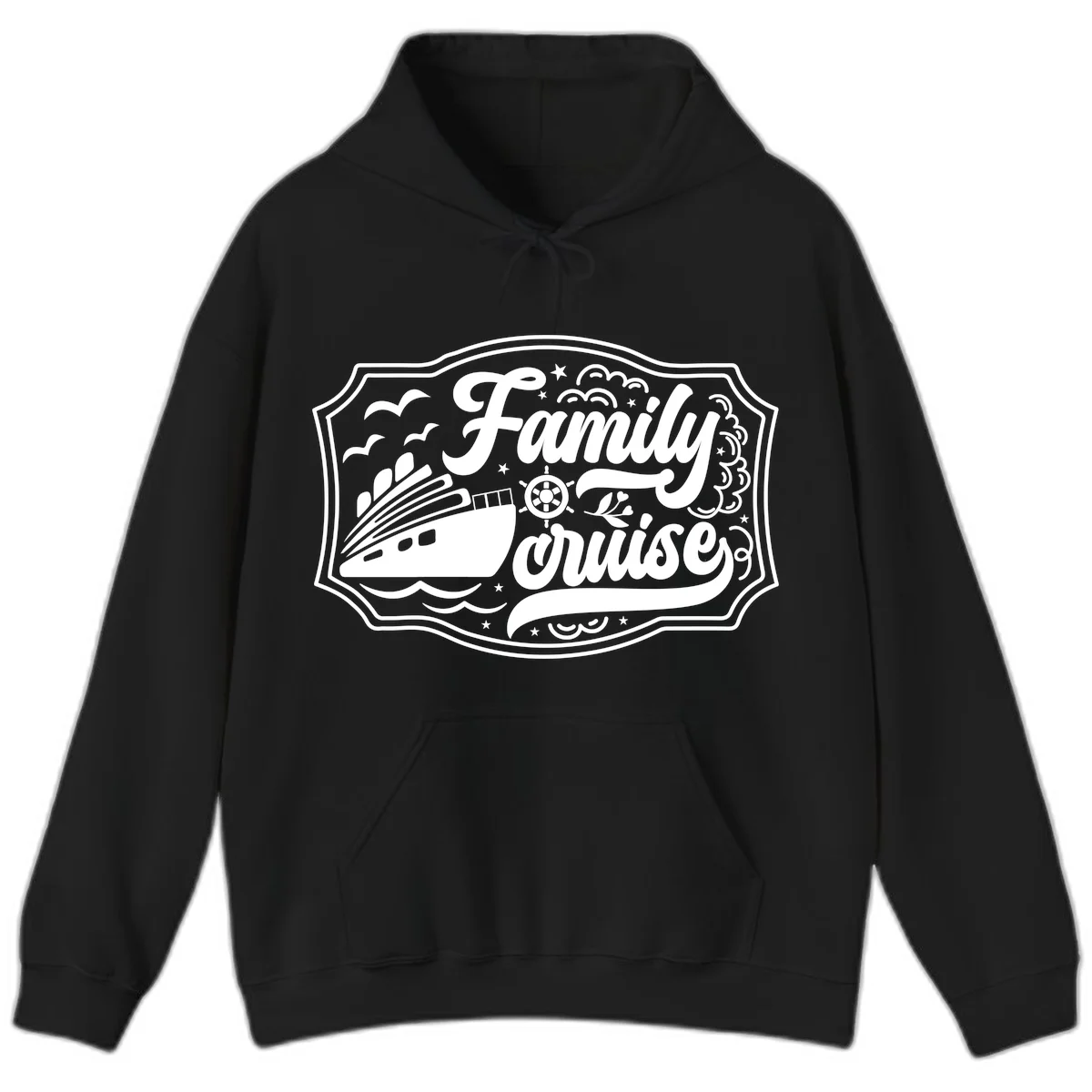 Family Cruise Vintage Badge Hoodie in Black