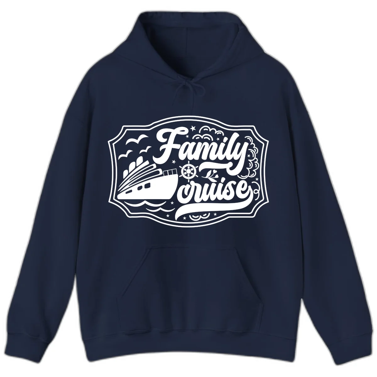 Family Cruise Vintage Badge Hoodie in Navy
