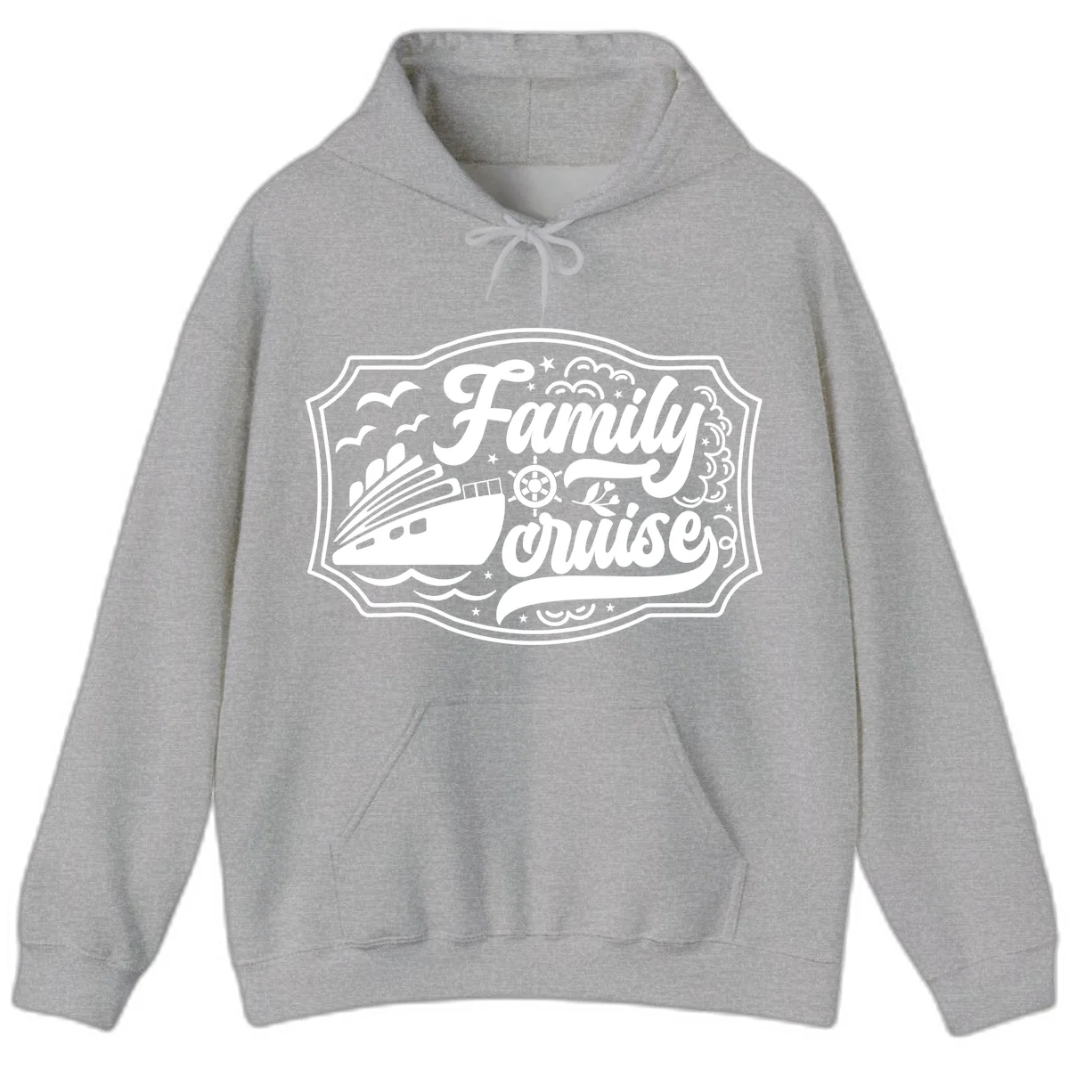 Family Cruise Vintage Badge Hoodie in Sport Grey