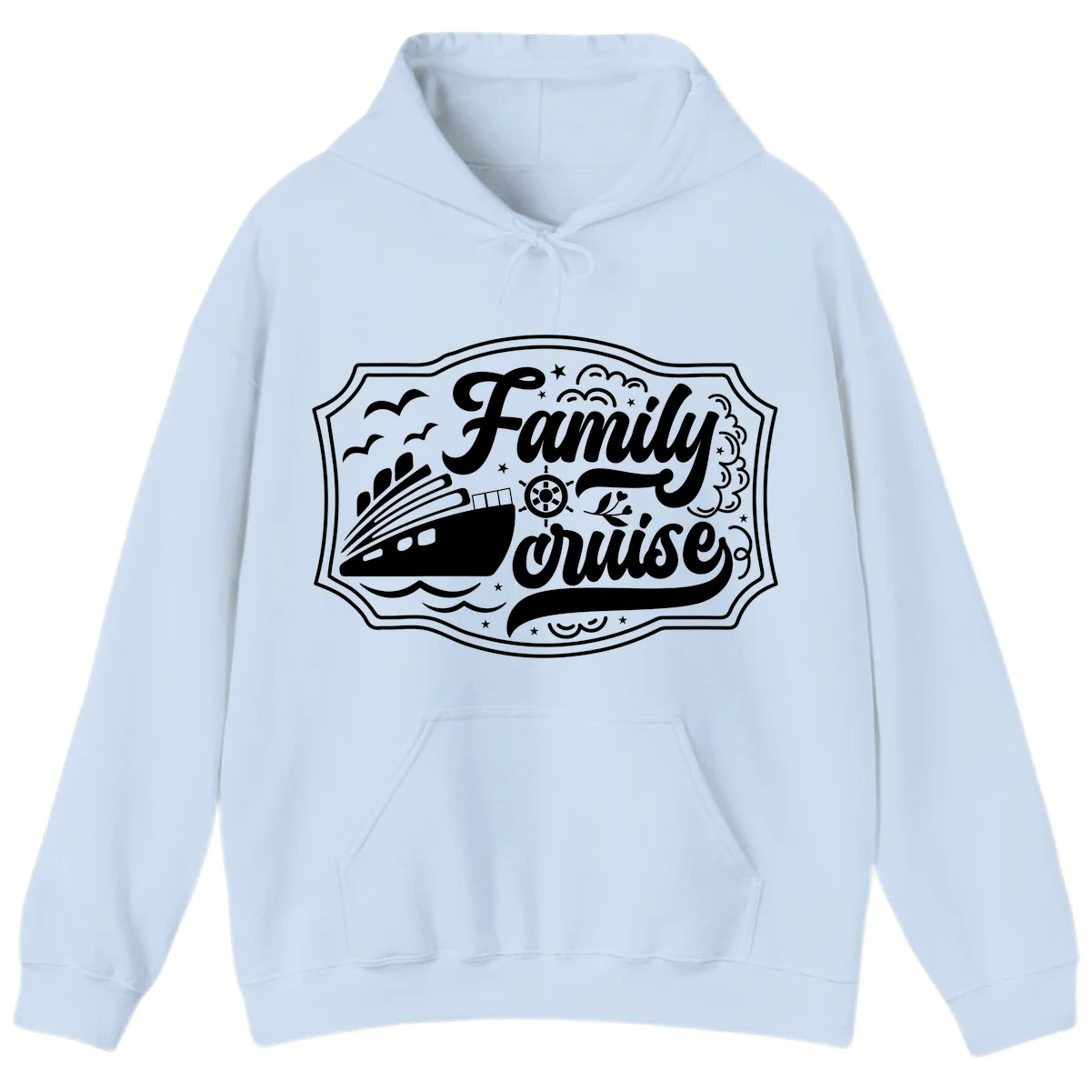 Family Cruise Vintage Badge Hoodie in Light Blue