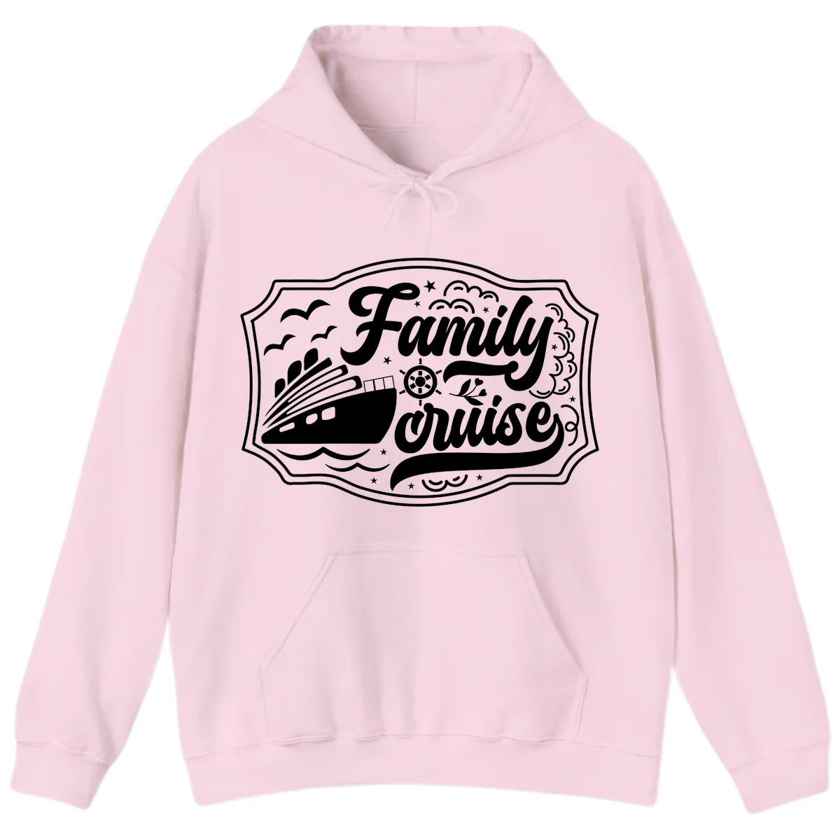 Family Cruise Vintage Badge Hoodie in Light Pink