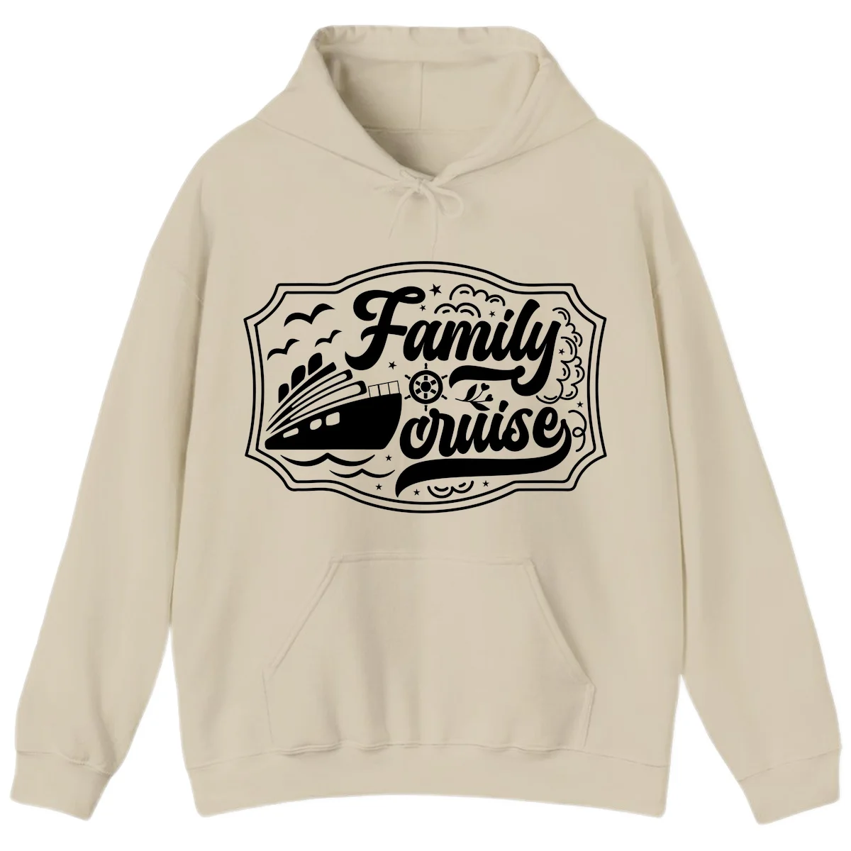 Family Cruise Vintage Badge Hoodie in Sand