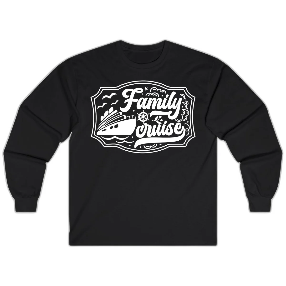 Family Cruise Vintage Badge Long Sleeve in Black