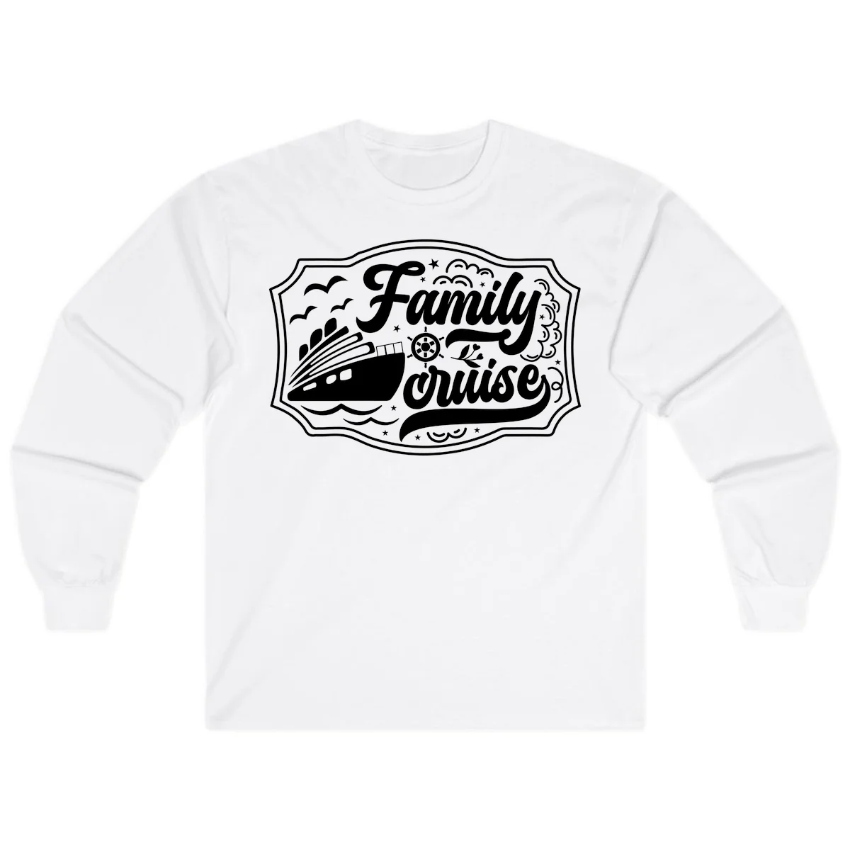Family Cruise Vintage Badge Long Sleeve in White
