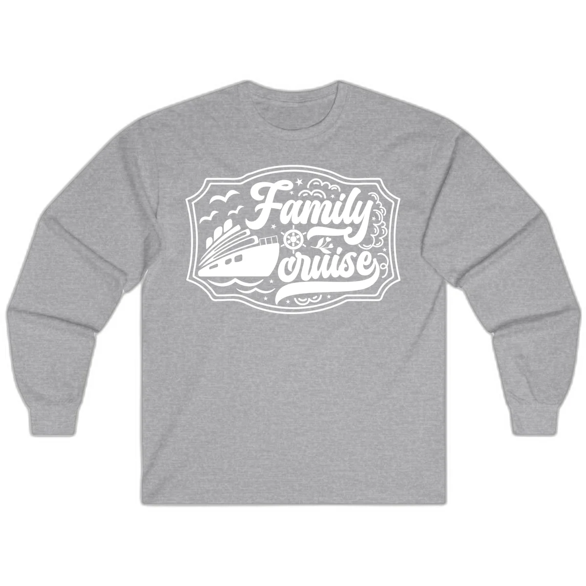 Family Cruise Vintage Badge Long Sleeve in Sport Grey