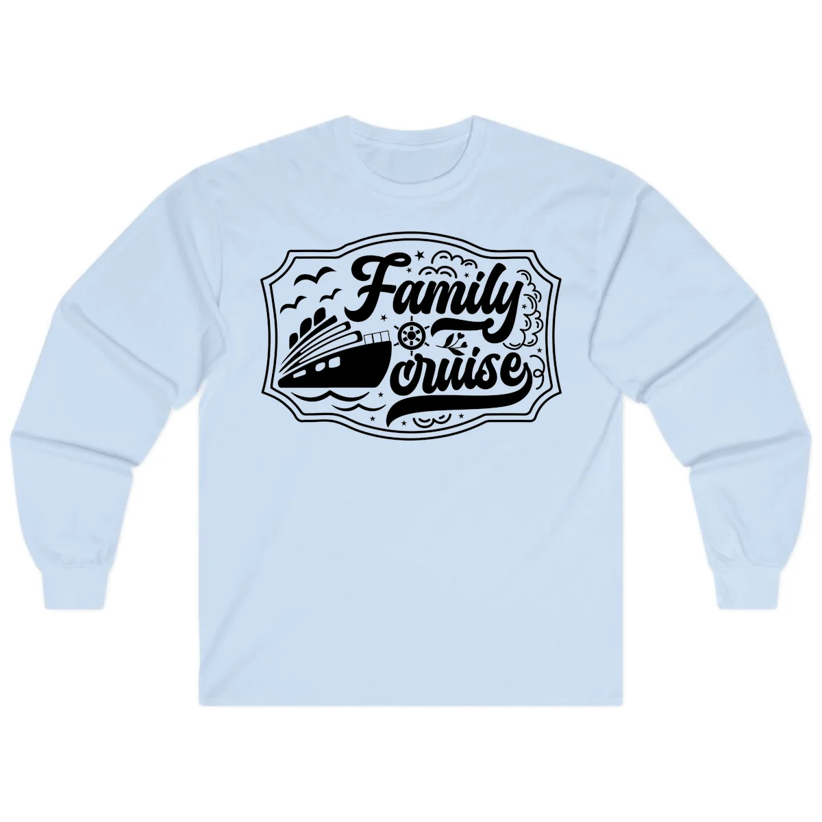 Family Cruise Vintage Badge Long Sleeve in Light Blue