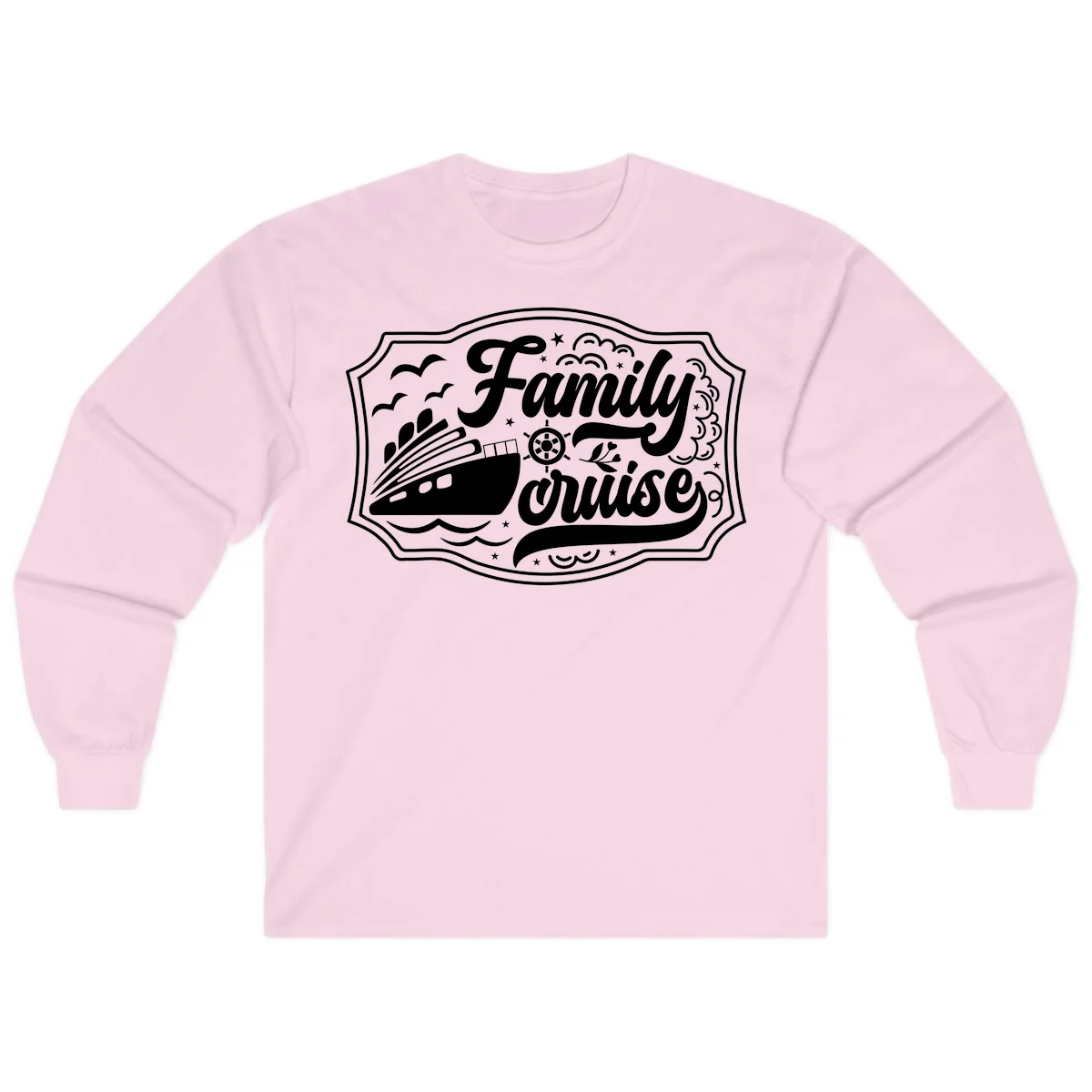 Family Cruise Vintage Badge Long Sleeve in Light Pink