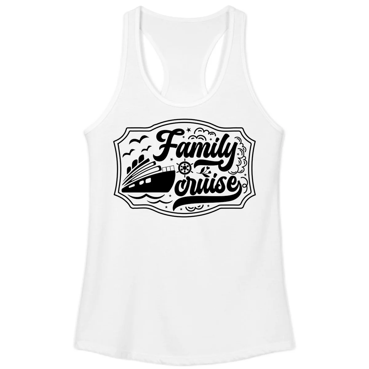 Family Cruise Vintage Badge Ladies Tank in White