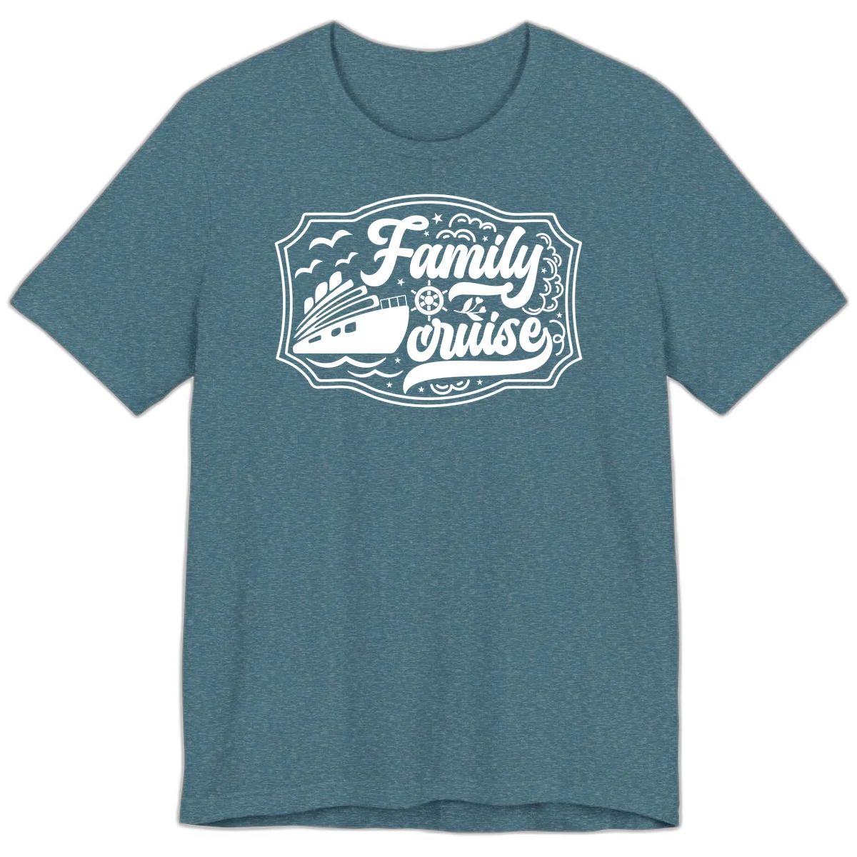 Family Cruise Vintage Badge Premium T-Shirt in Heather Deep Teal