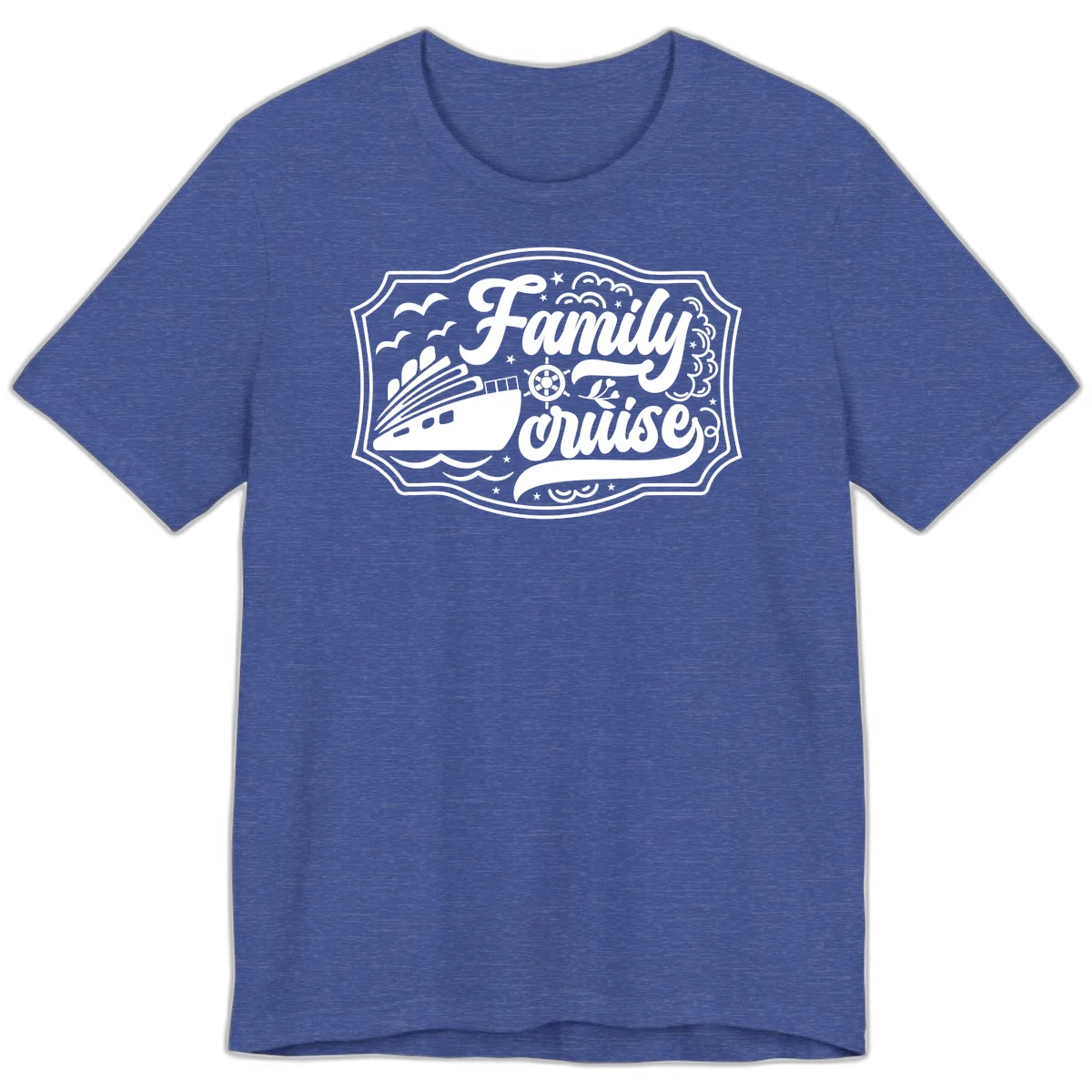 Family Cruise Vintage Badge Premium T-Shirt in Heather True Royal