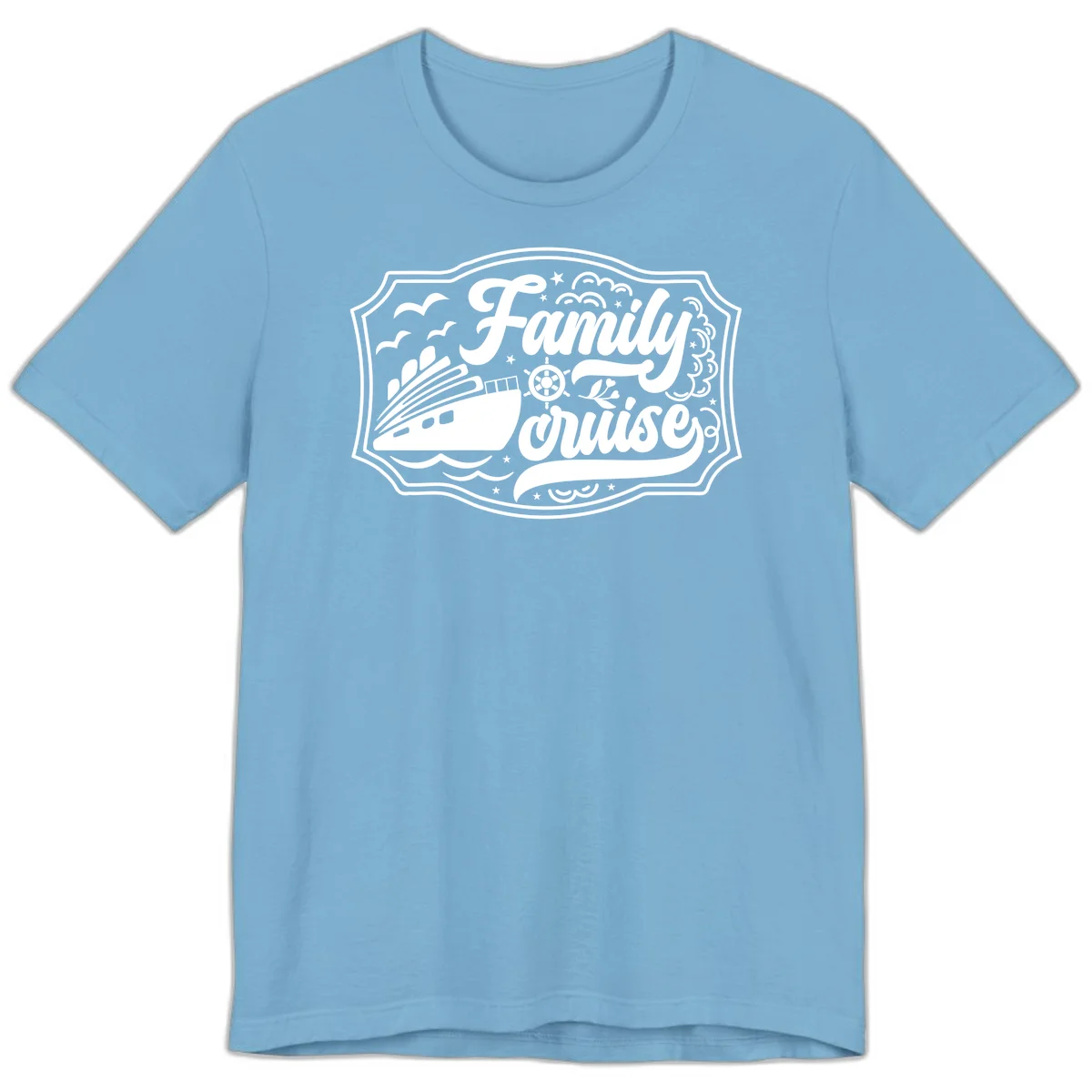Family Cruise Vintage Badge Premium T-Shirt in Ocean Blue