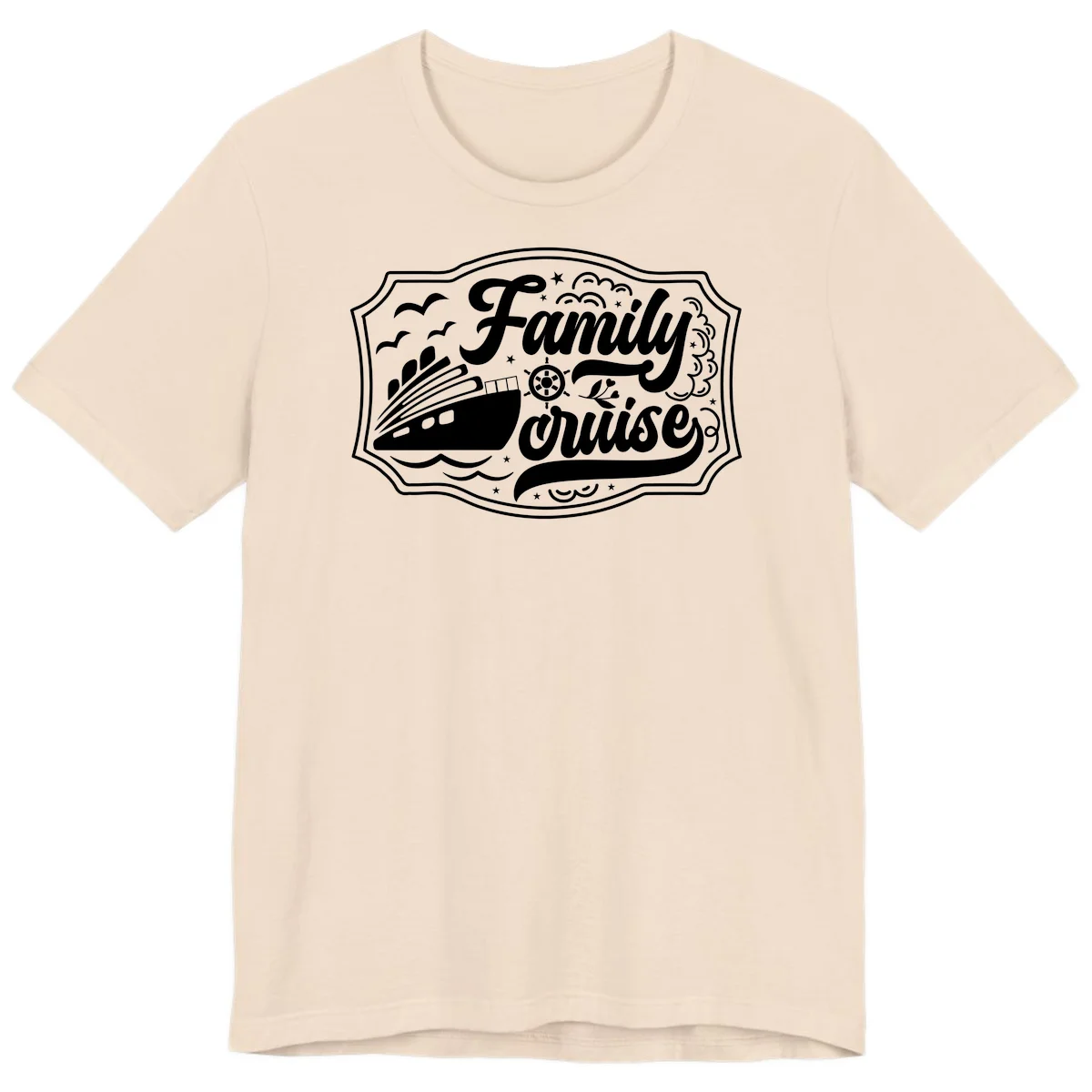 Family Cruise Vintage Badge Premium T-Shirt in Soft Cream