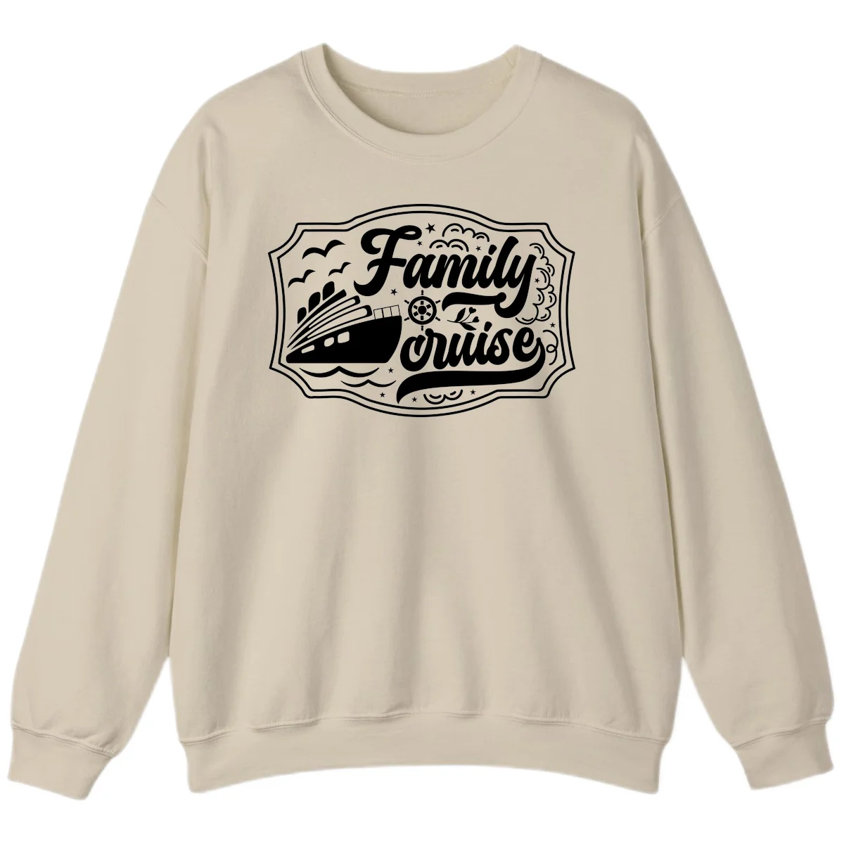 Family Cruise Vintage Badge Sweatshirt in Sand