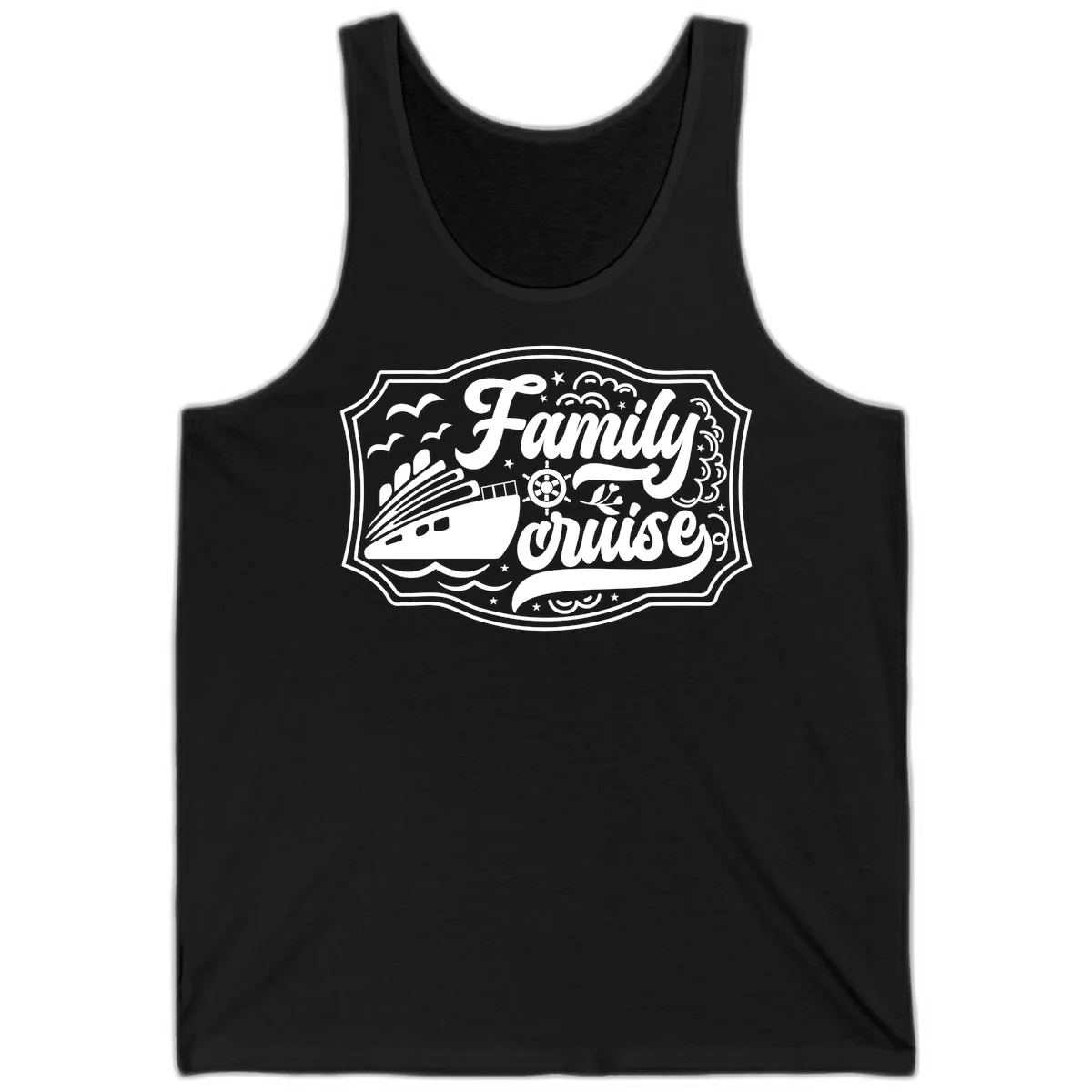 Family Cruise Vintage Badge Tank in Black