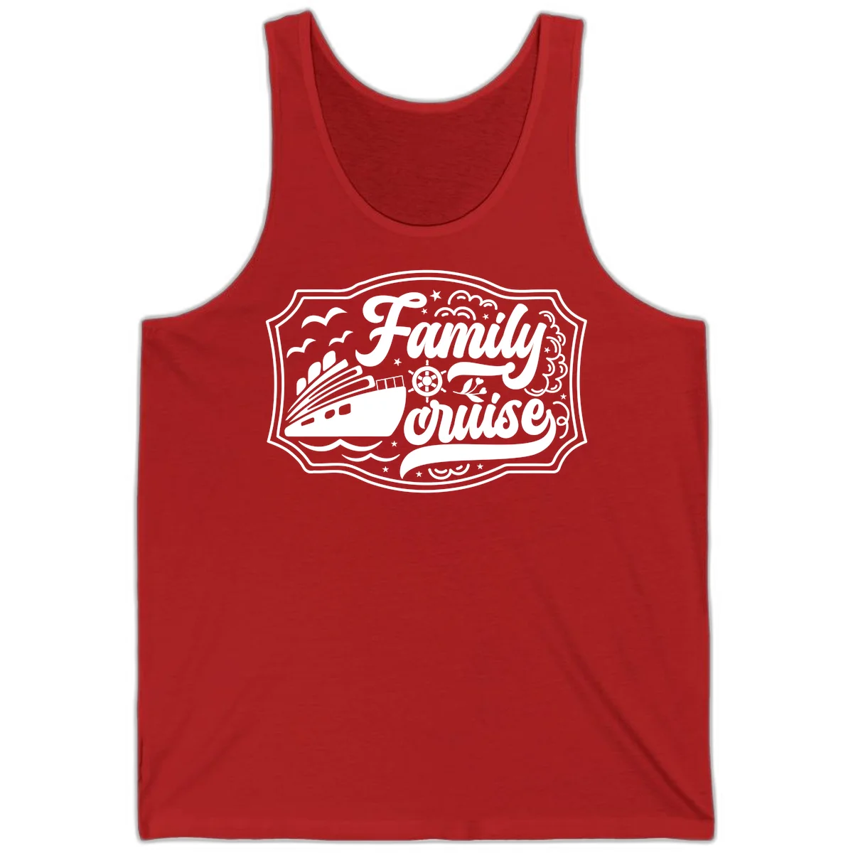 Family Cruise Vintage Badge Tank in Red