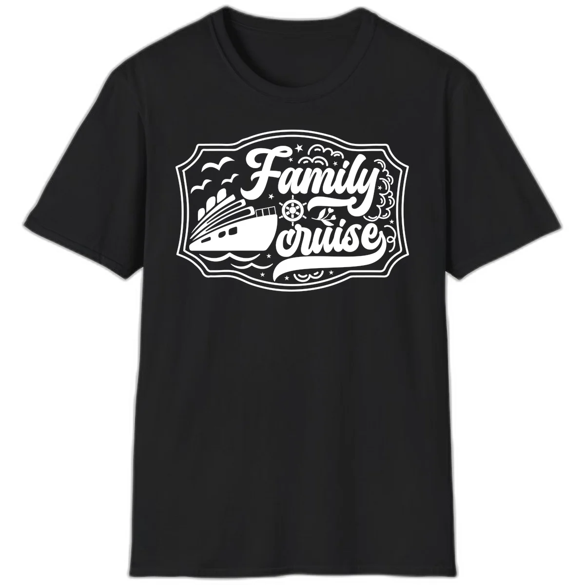 Family Cruise Vintage Badge T-Shirt in Black