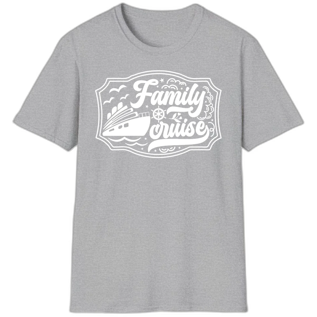 Family Cruise Vintage Badge T-Shirt in Sport Grey