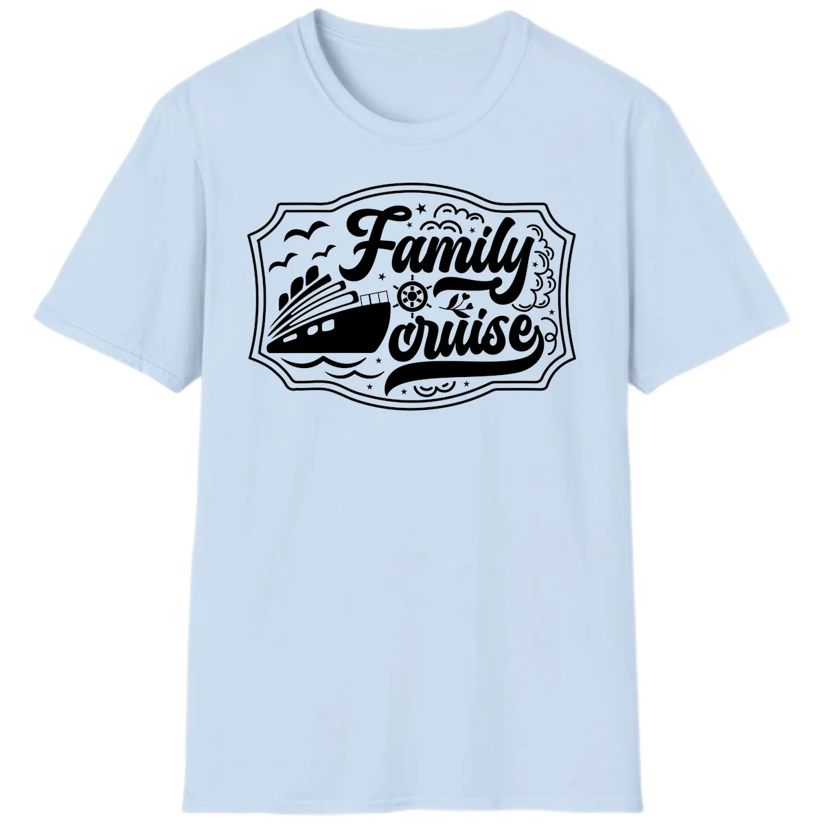 Family Cruise Vintage Badge T-Shirt in Light Blue