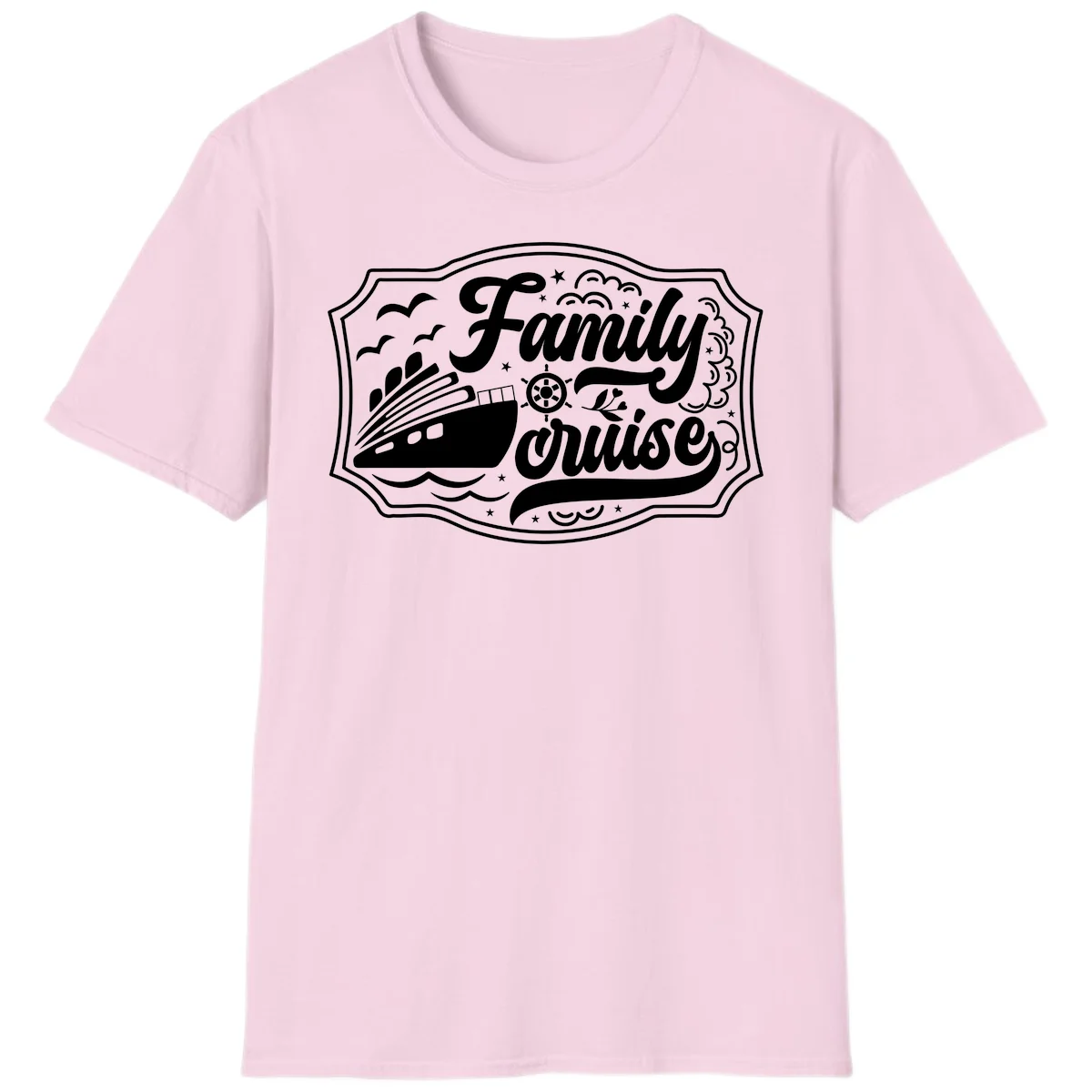 Family Cruise Vintage Badge T-Shirt in Light Pink