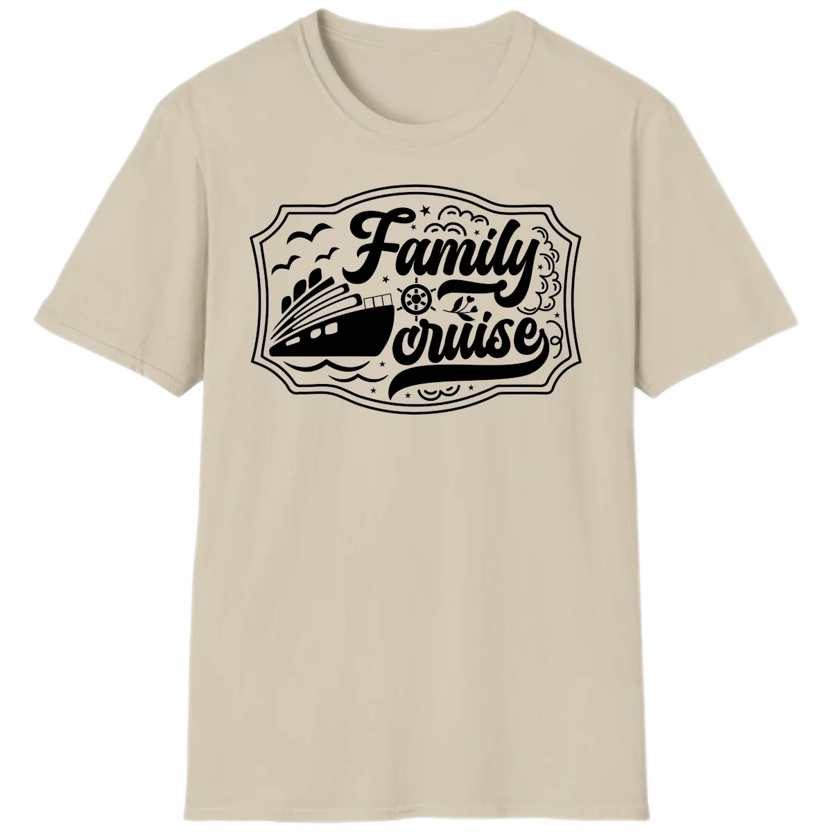 Family Cruise Vintage Badge T-Shirt in Sand