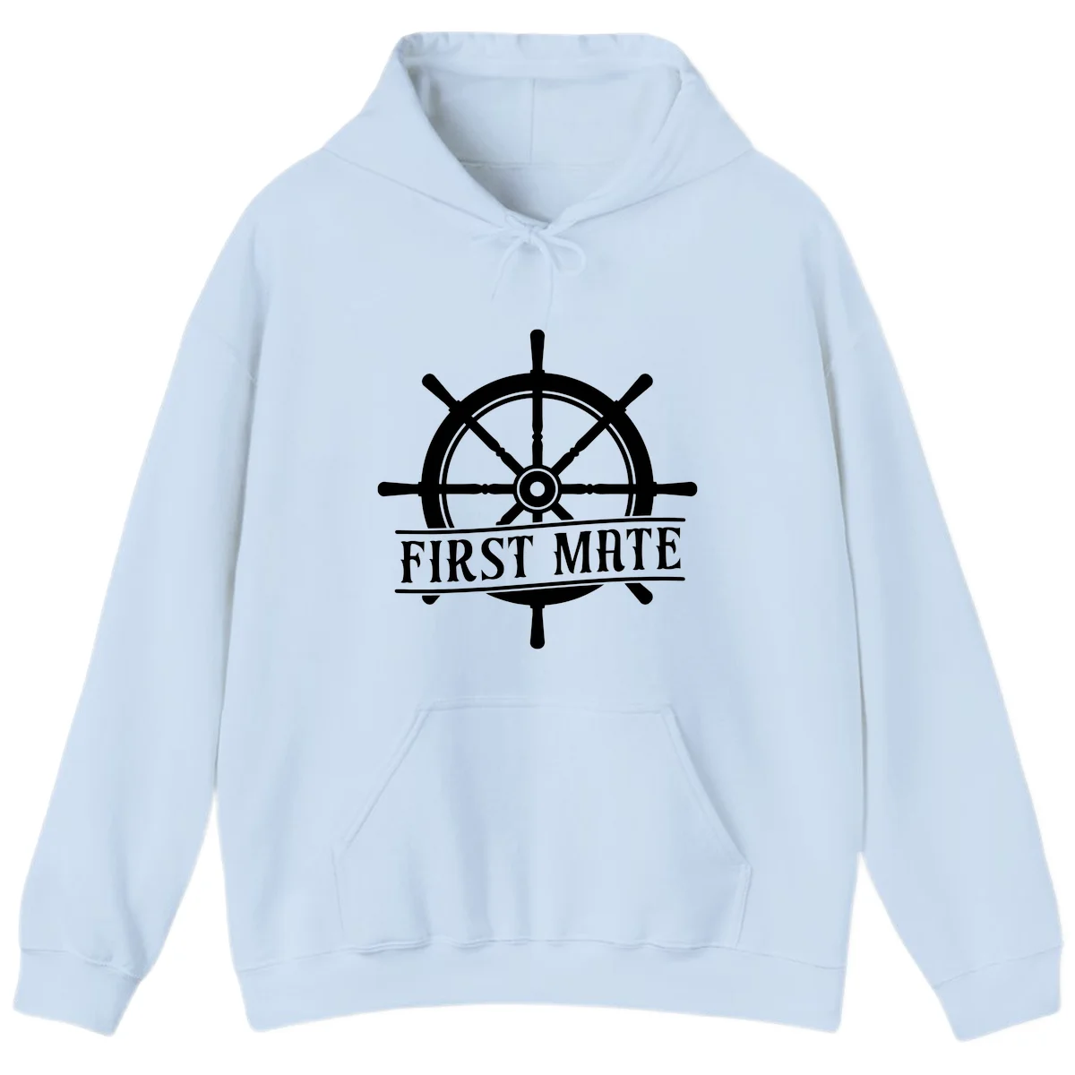 First Mate Ship's Wheel Hoodie in Light Blue
