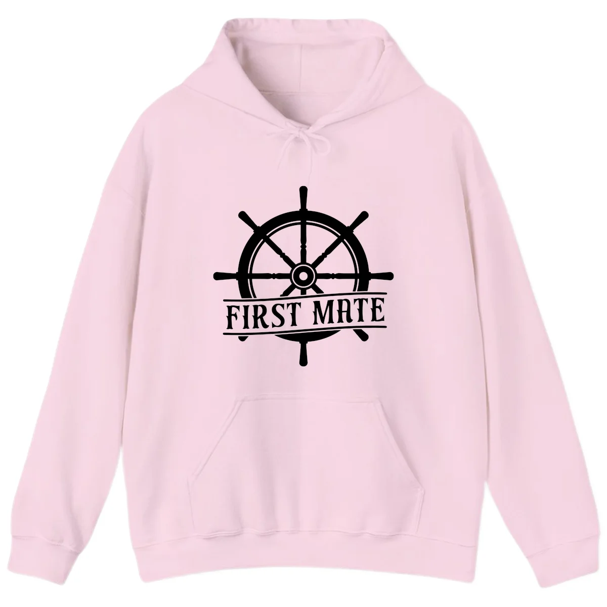 First Mate Ship's Wheel Hoodie in Light Pink