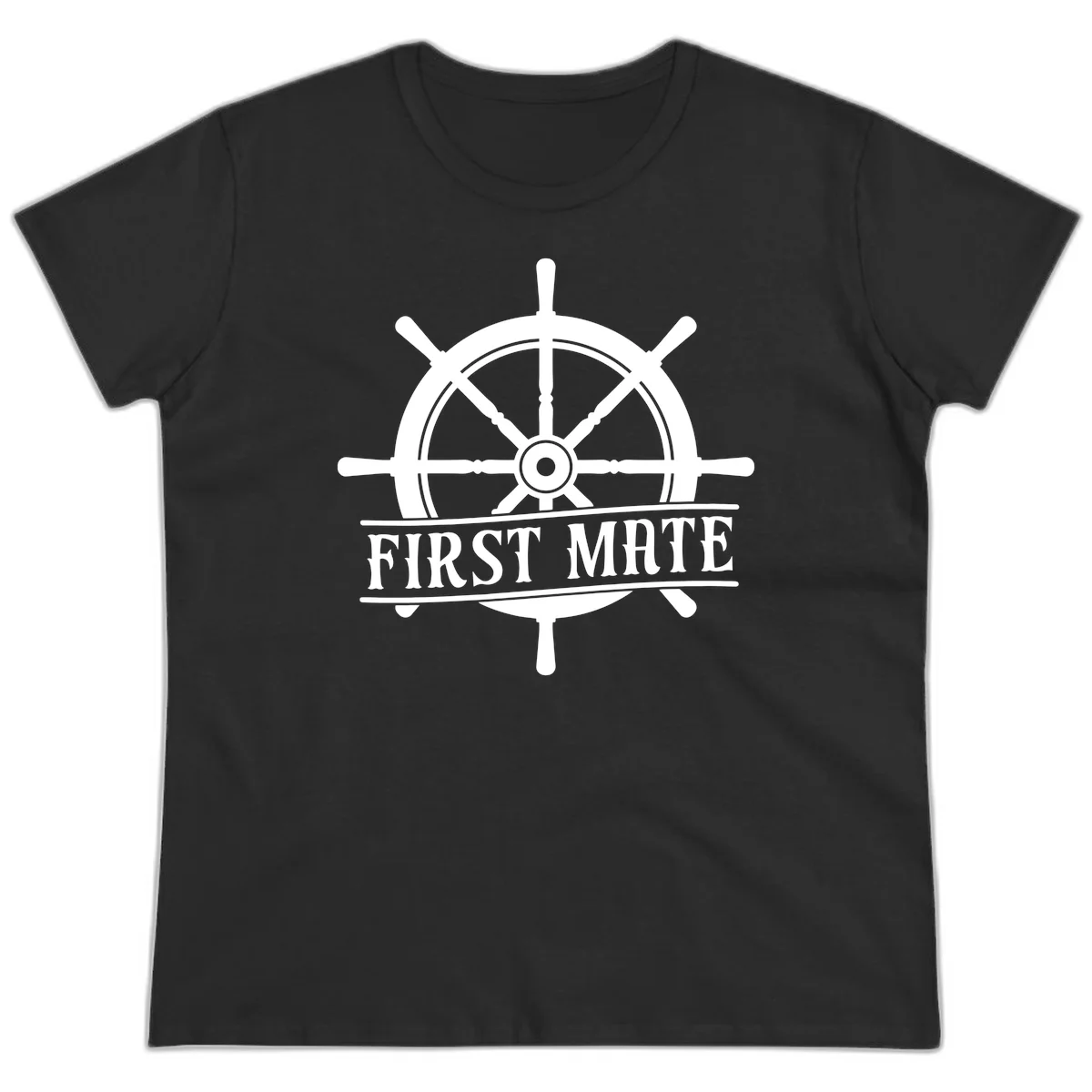 First Mate Ship's Wheel Ladies Tee in Black
