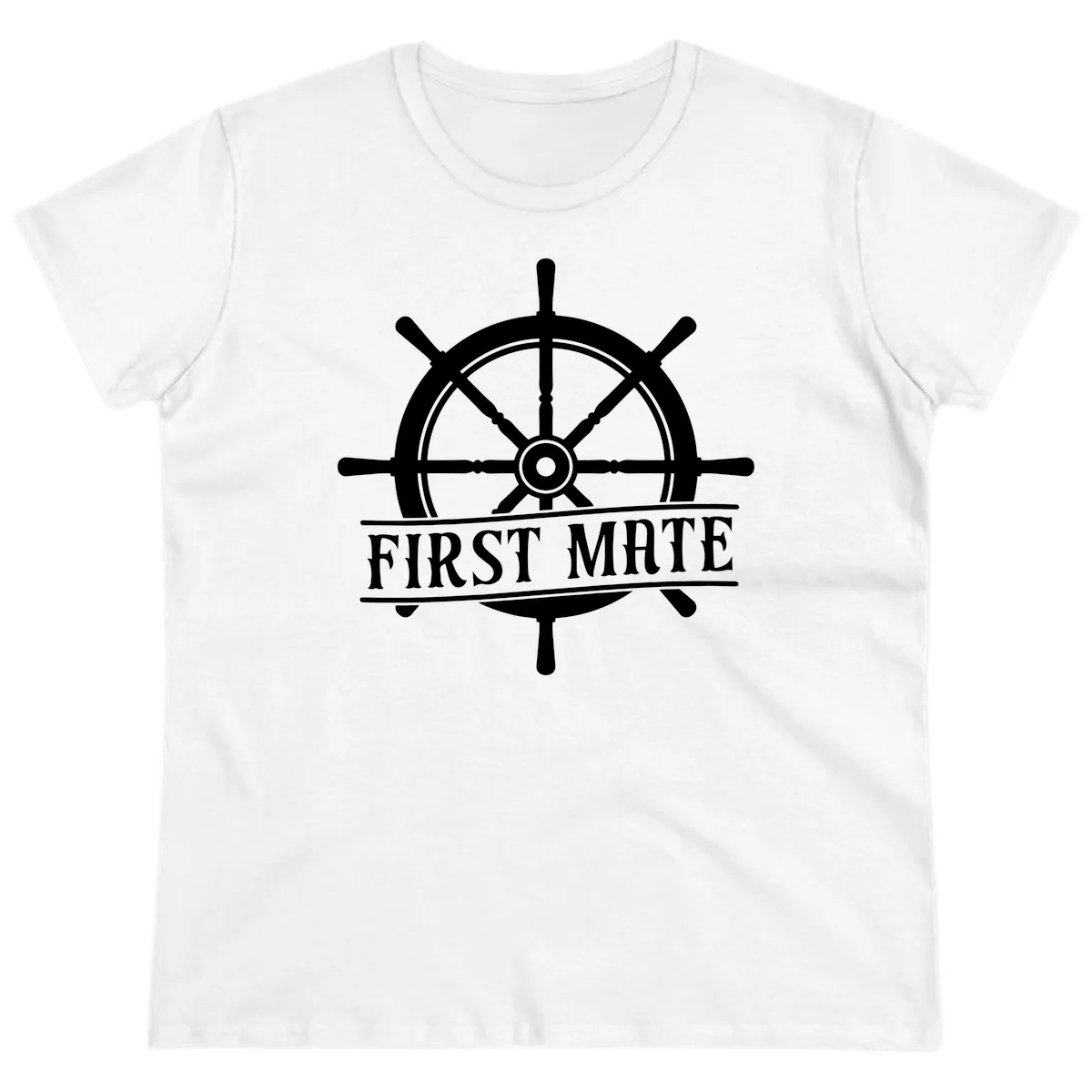 First Mate Ship's Wheel Ladies Tee in White