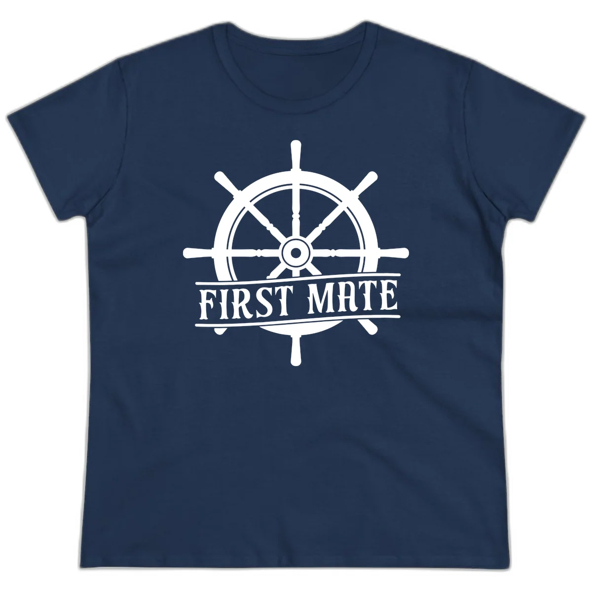 First Mate Ship's Wheel Ladies Tee in Navy