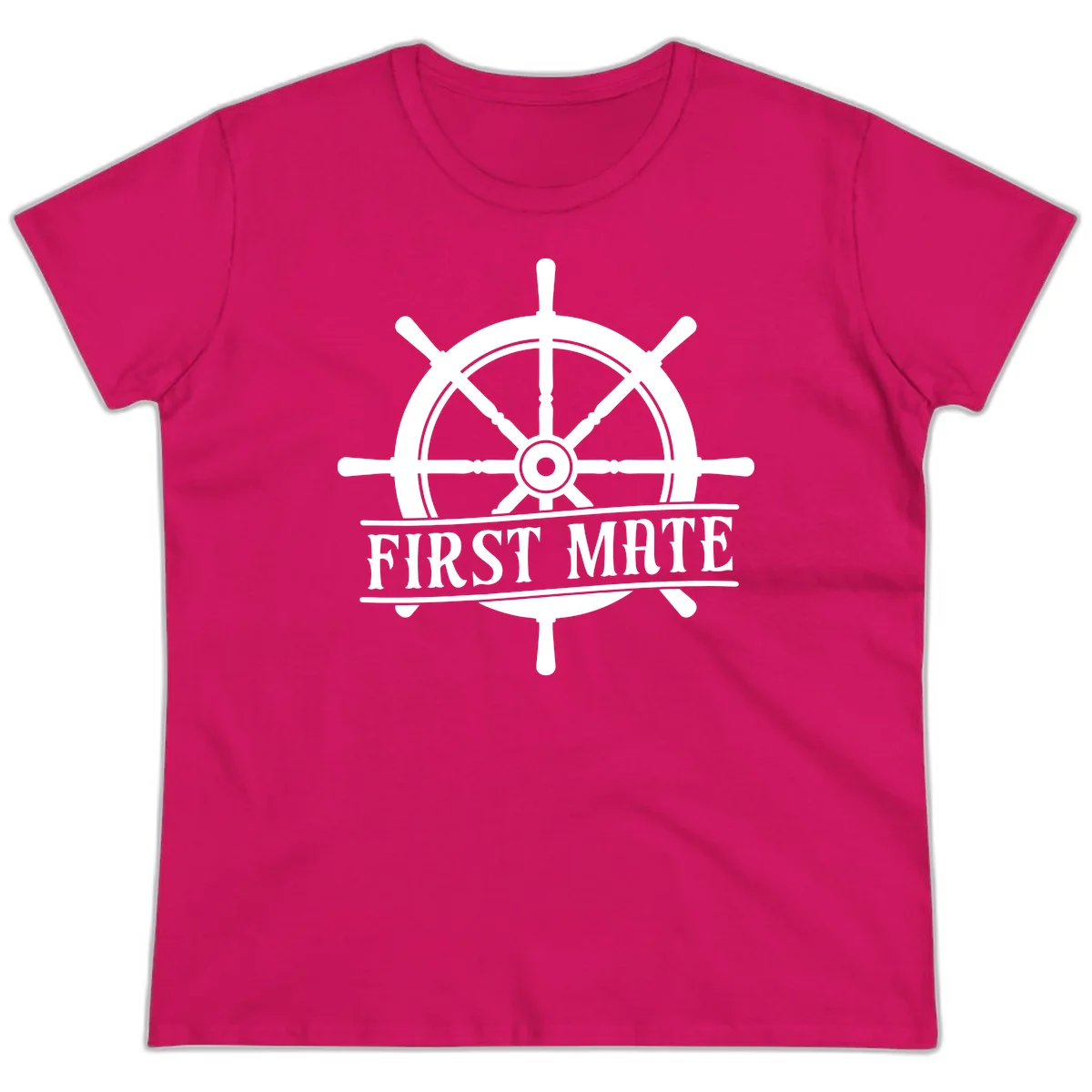 First Mate Ship's Wheel Ladies Tee in Heliconia