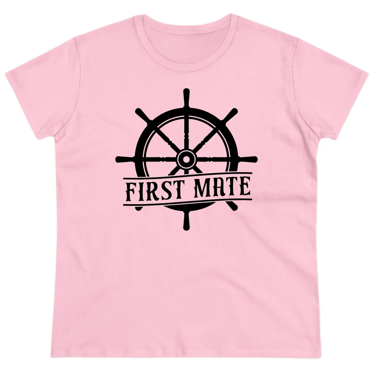 First Mate Ship's Wheel Ladies Tee in Light Pink