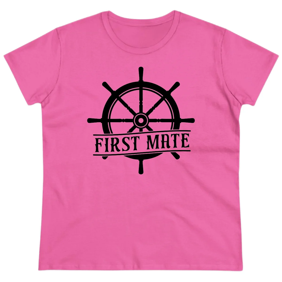 First Mate Ship's Wheel Ladies Tee in Azalea