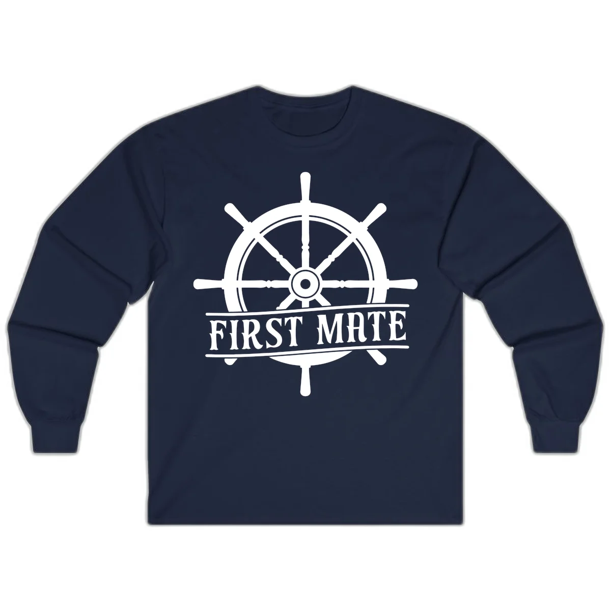 First Mate Ship's Wheel Long Sleeve in Navy