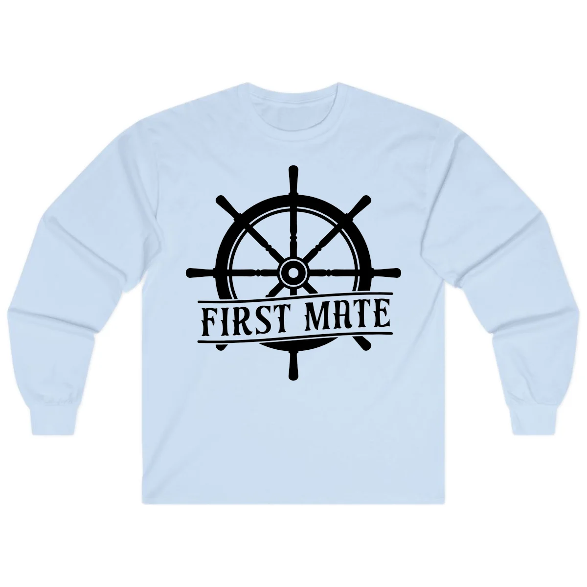 First Mate Ship's Wheel Long Sleeve in Light Blue