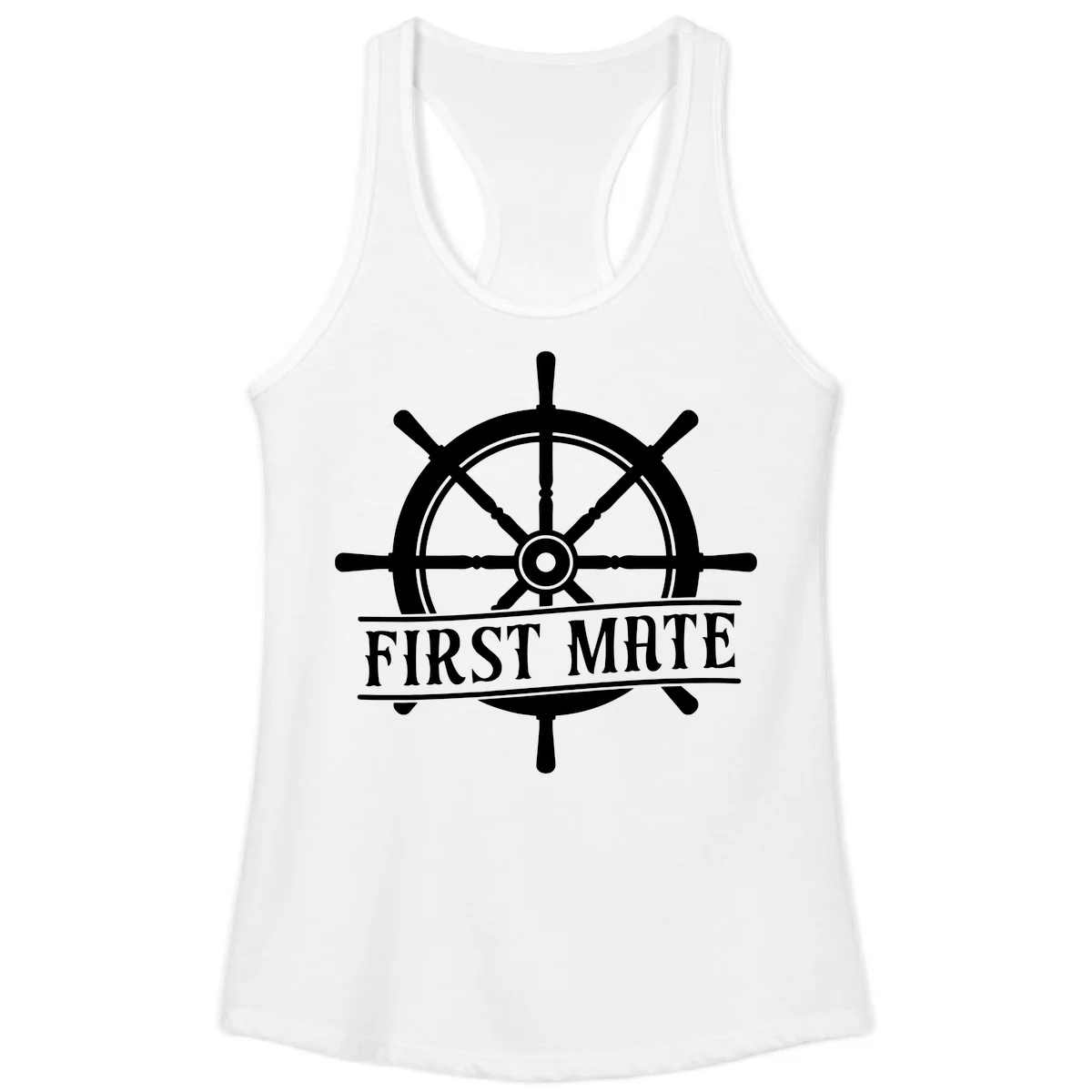 First Mate Ship's Wheel Ladies Tank in White